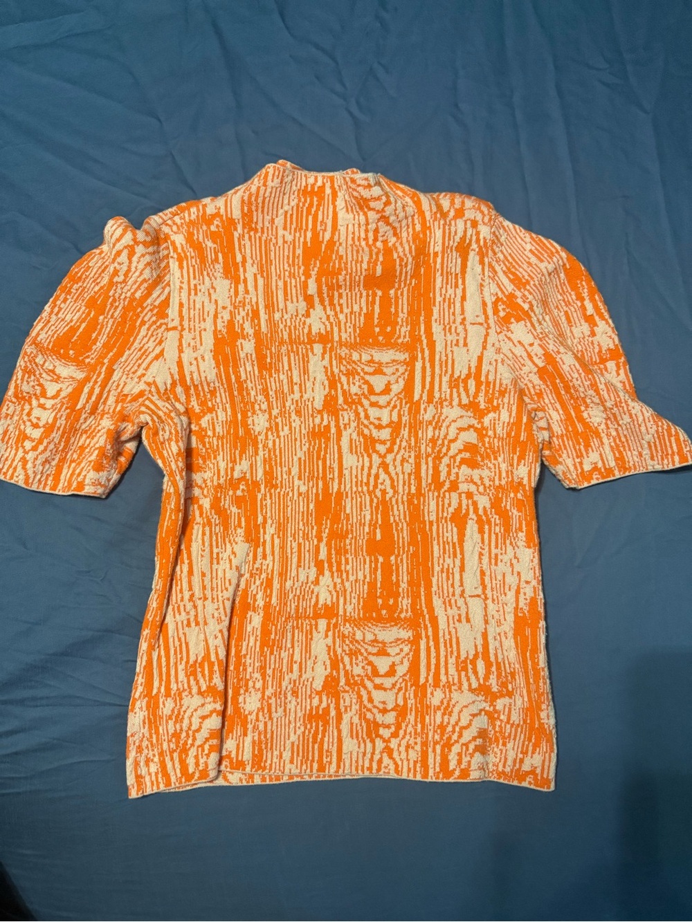 Anthropologie Maeve Orange & Cream Abstract Knit Top